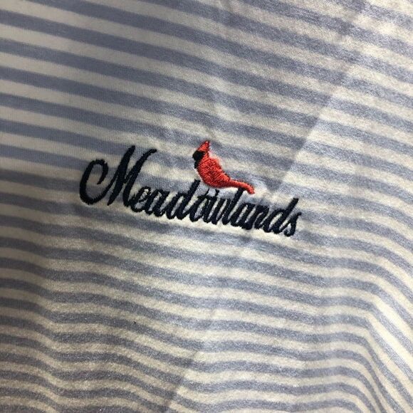 Meadowlands Golf Shop Collection Medium (M) Striped Polo Cardinal Blue and White - Picture 6 of 6